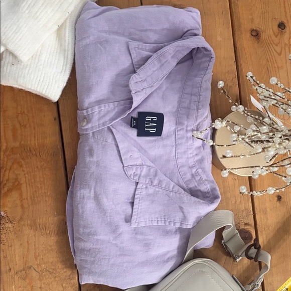 GAP Lavender Linen-Blend Shirt - Picture 5 of 9